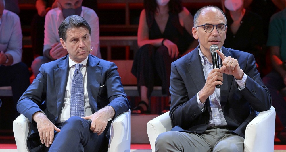 Giuseppe Conte ed Enrico Letta ad un evento della CGIL